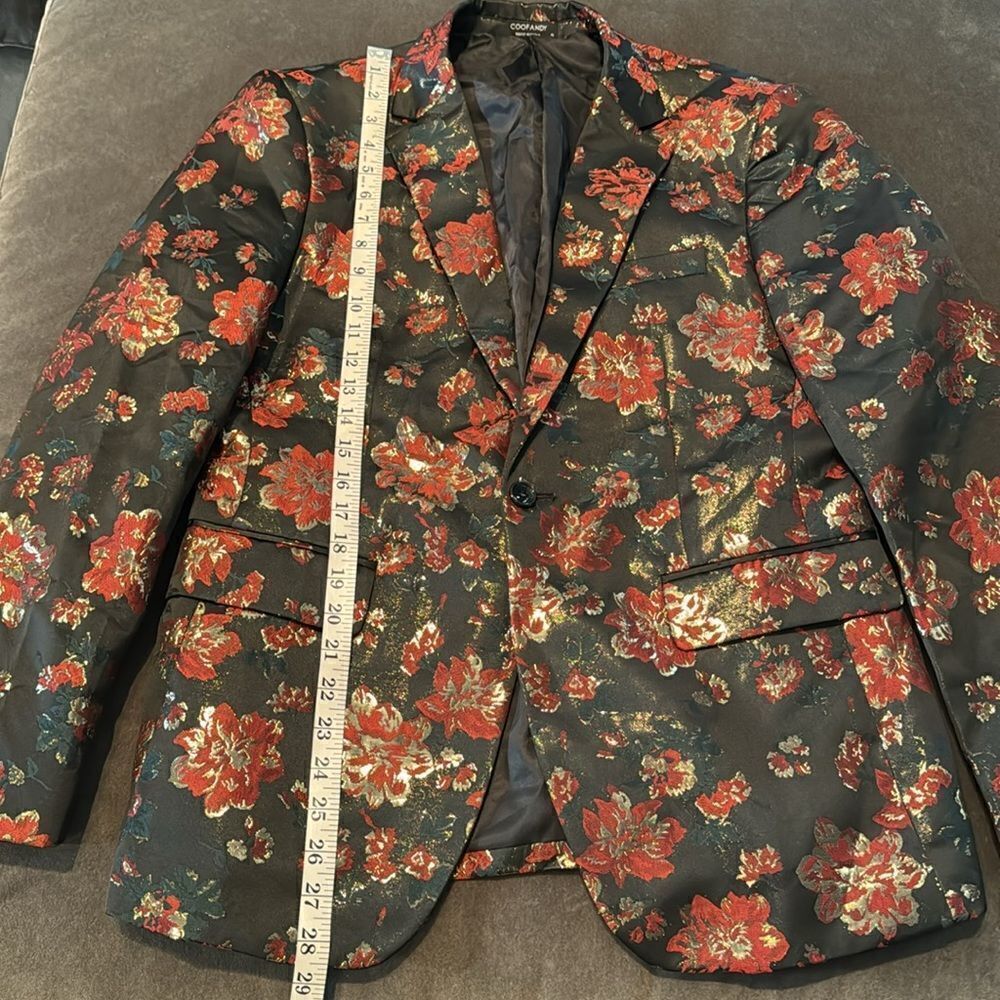 Men’s Floral One Button Slim Fit Tuxedo Suit Jacket Blazer Size S NWOT - Picture 6 of 13